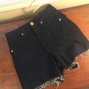 Dark Blue High-Waisted Shorts